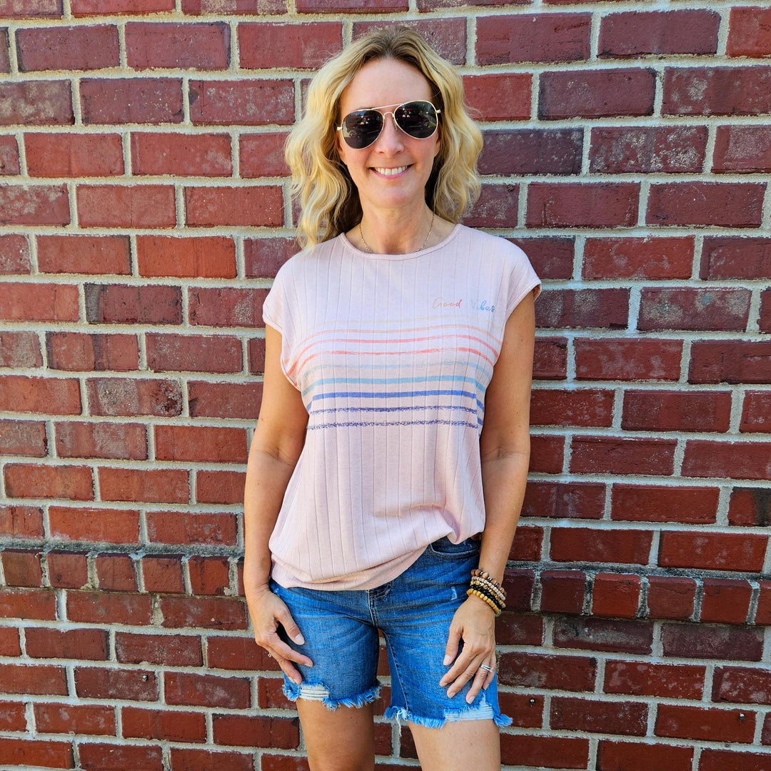 Lettering Cap Sleeve Top