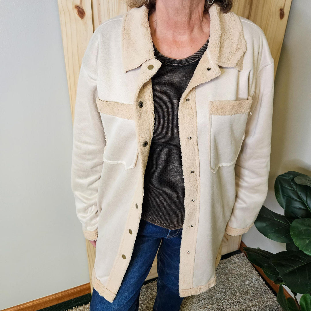 Faux Fur Line Suede Shacket