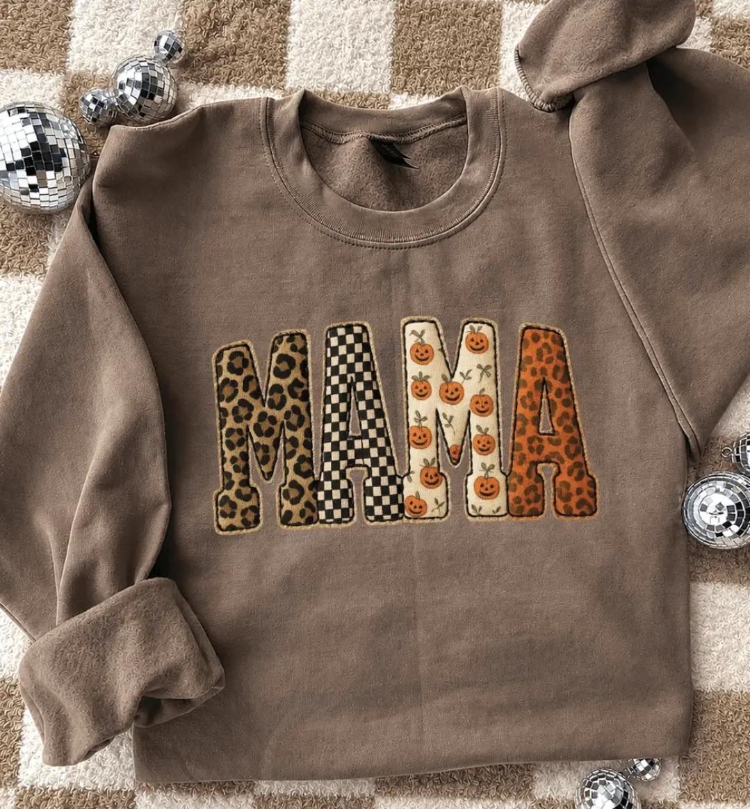 Fall Mama Checkered Pumpkins Sweatshirt