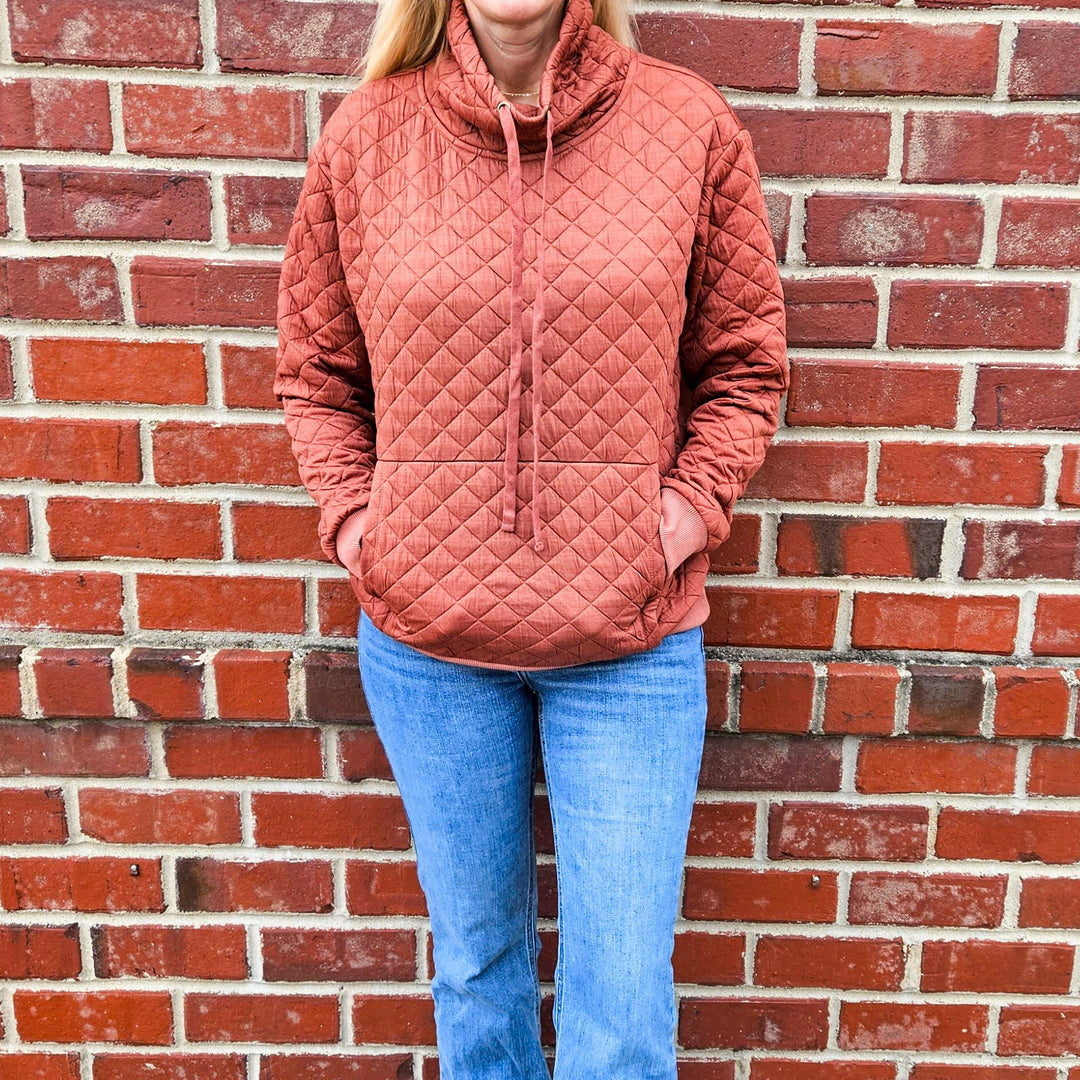 Funnel Neck Quilted Pullover Top