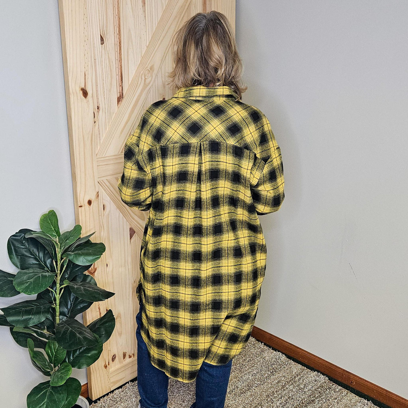 Plaid Print Flannel Button Up Tunic