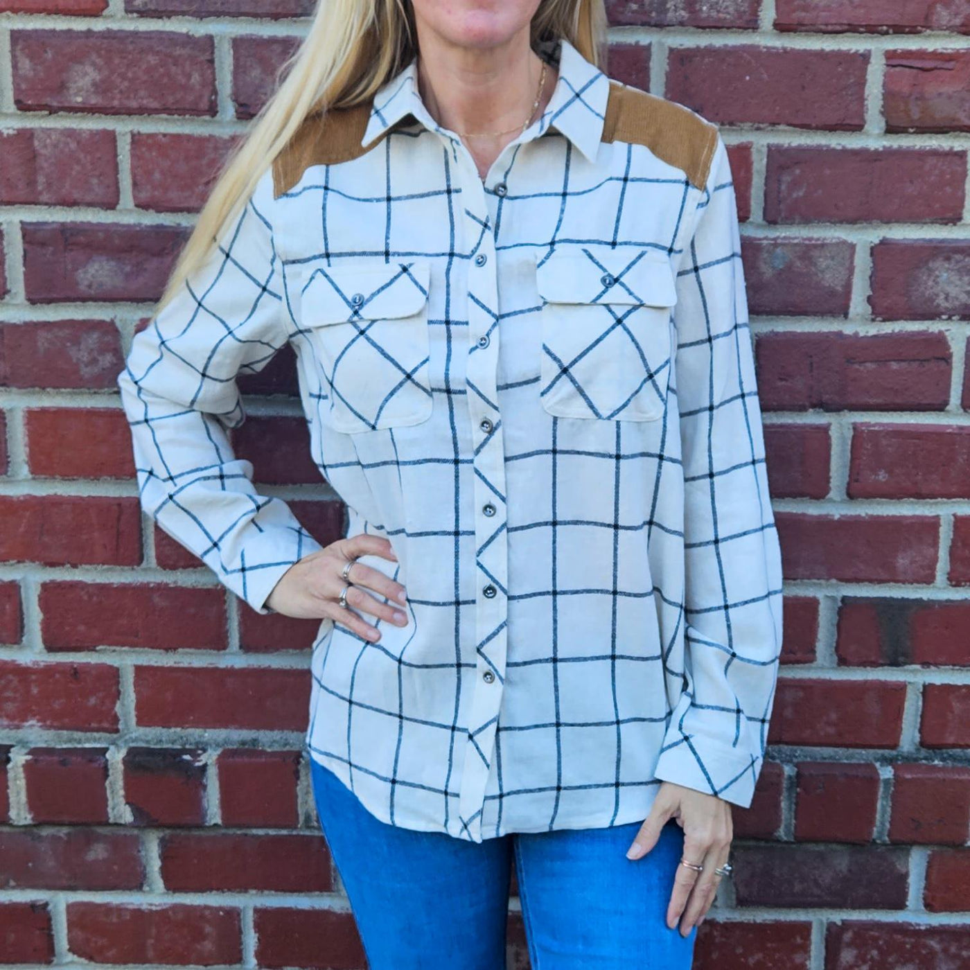 Faux Suede Patch Button Down Shirt