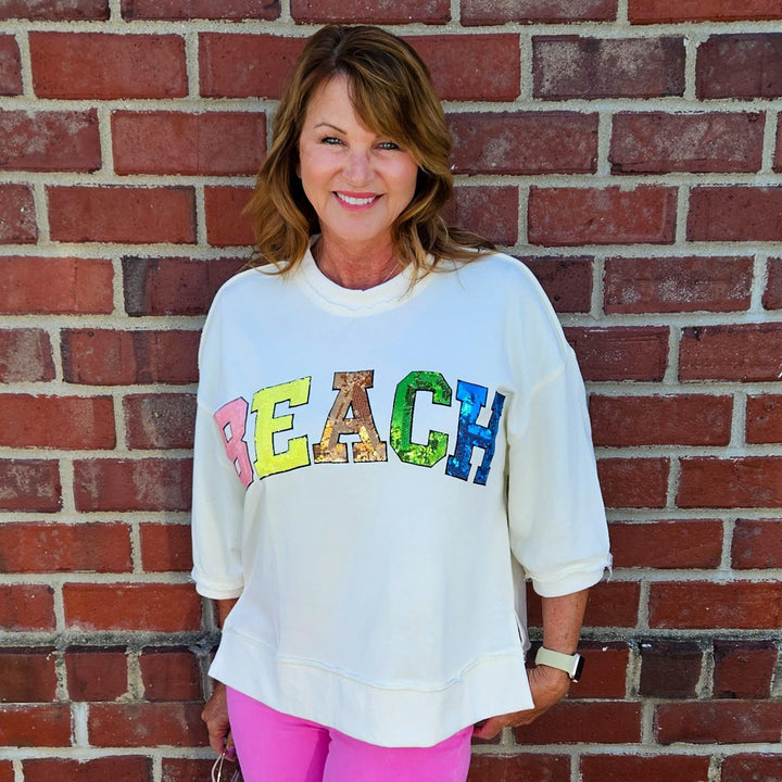 Sequin Beach Pullover Top