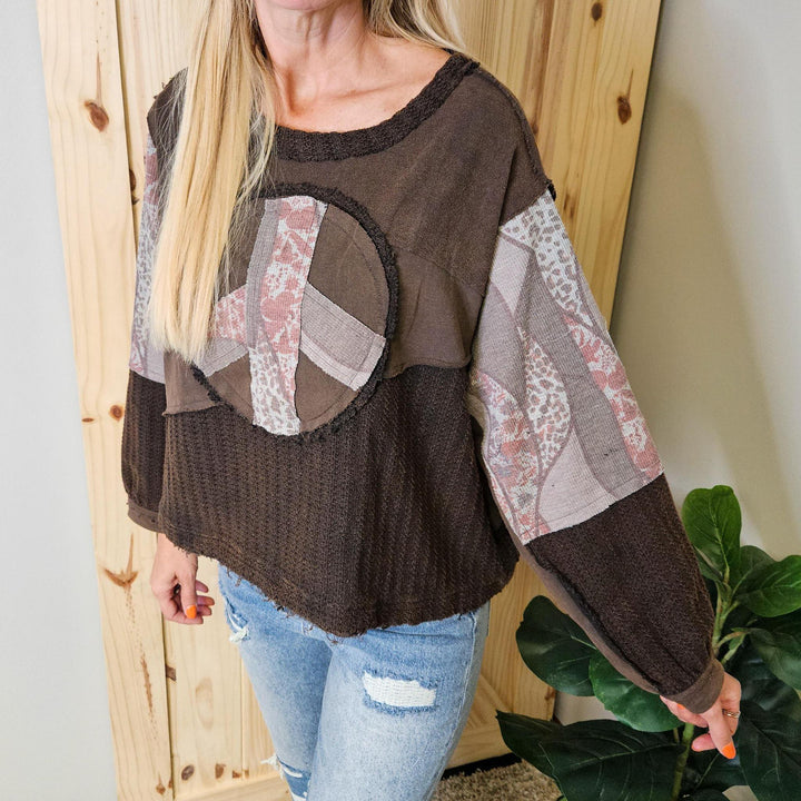 Multi Fabric Peace Sign Top