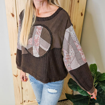 Multi Fabric Peace Sign Top