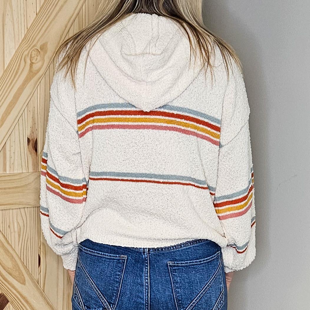 Multi Color Striped Bubble Sleeve Sweater