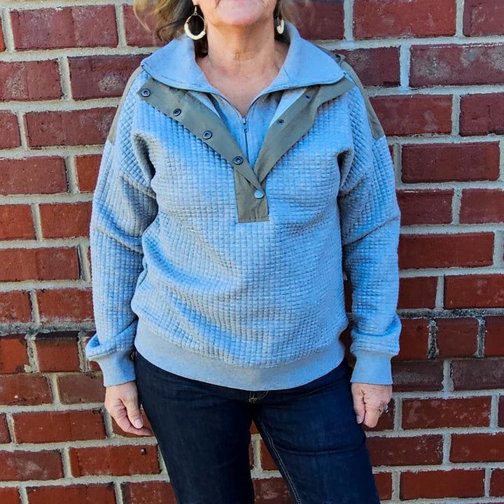Quilted Hood Top w/ Turtle Neck