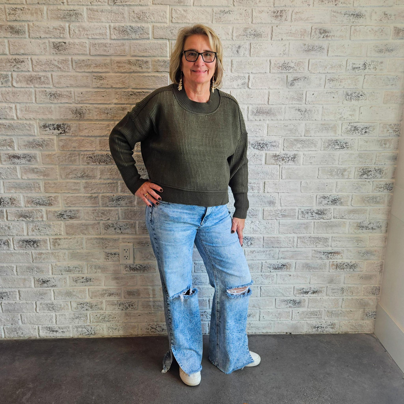 Exposed Seam Two Tone Sweater