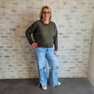 Exposed Seam Two Tone Sweater