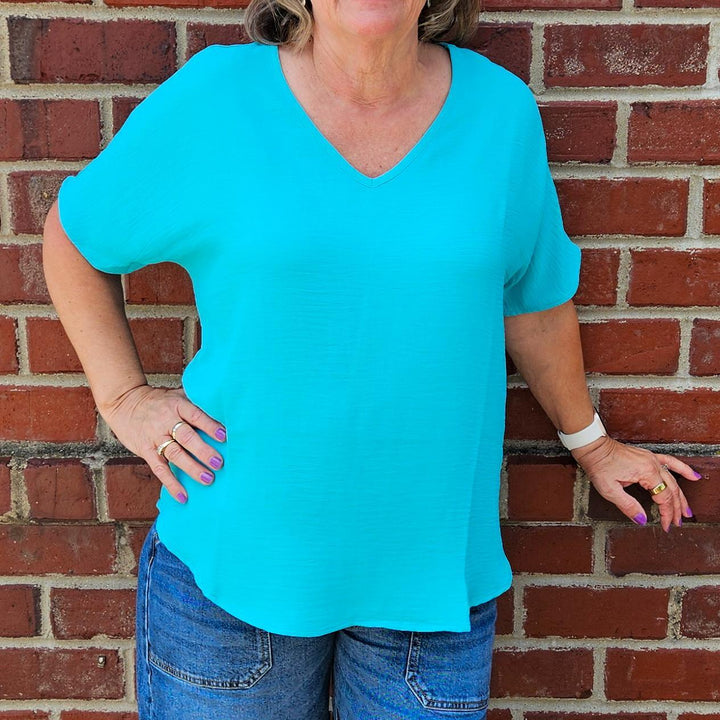 Woven Airflow V-Neck Top