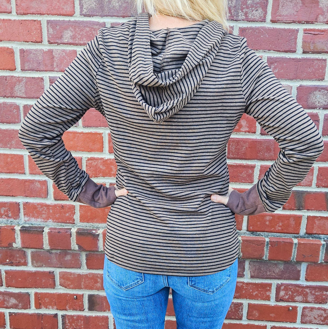 Henley Ribbed Hood Top