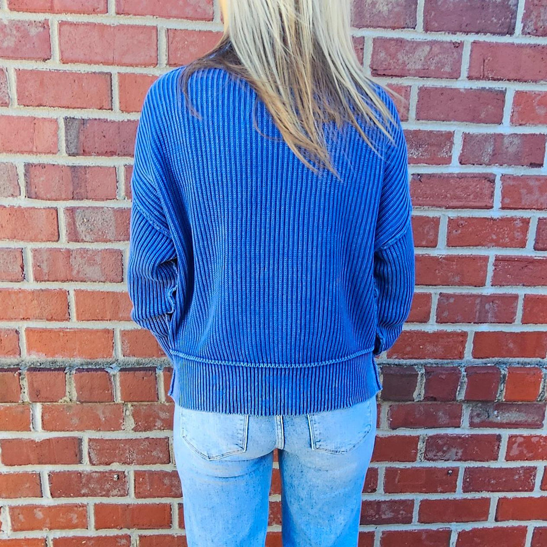 Cropped Side Slit Oversized Sweater