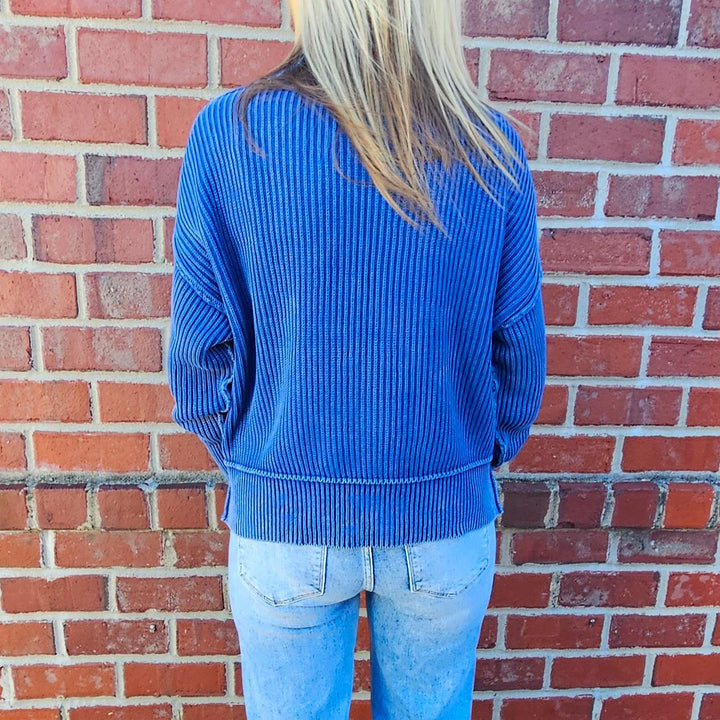 Cropped Side Slit Oversized Sweater