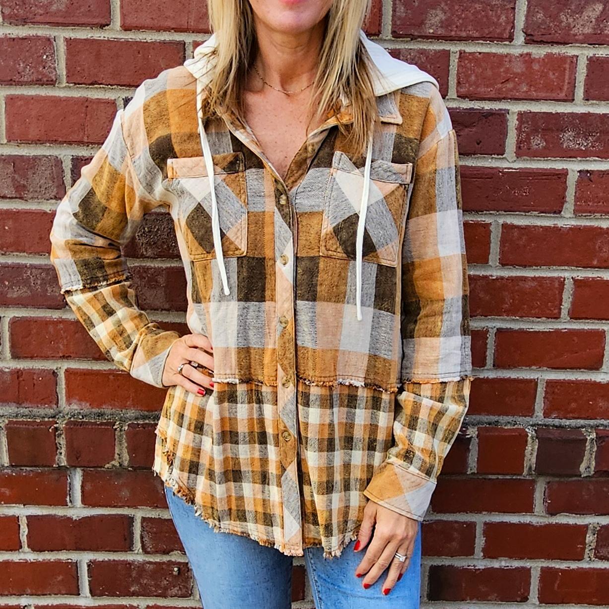 Double Cloth Button Up Hoodie Jacket
