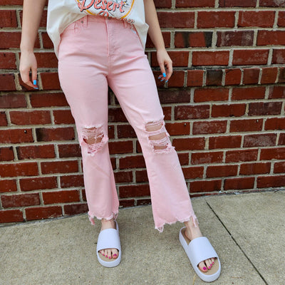 Risen Light Pink High Rise Jeans