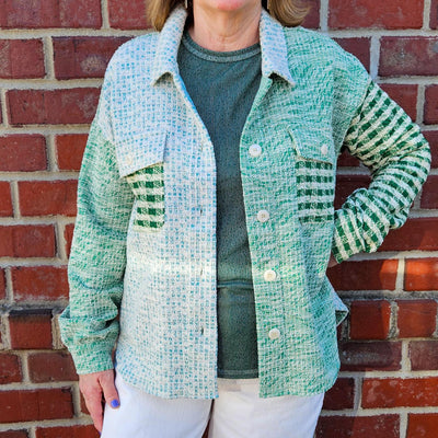 Tweed Mixed Color Blocked Jacket