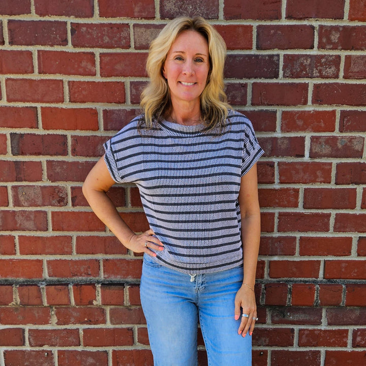 Raised Rib Striped Top