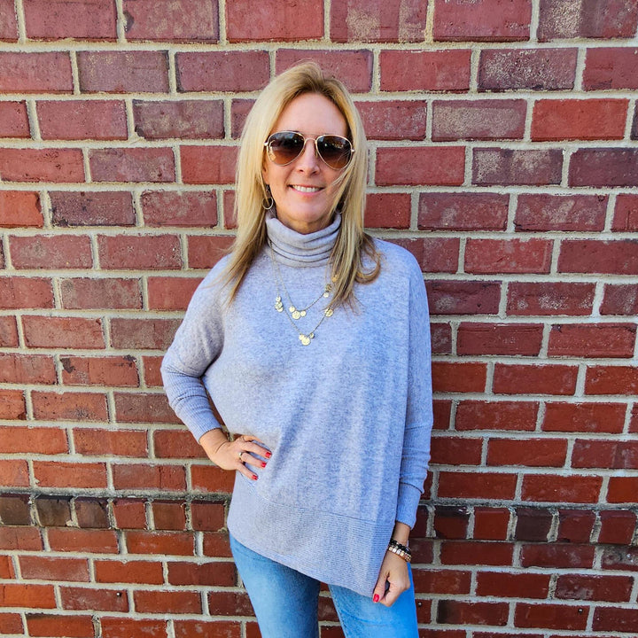 Plush Brushed Melange Hacci Turtleneck Sweater