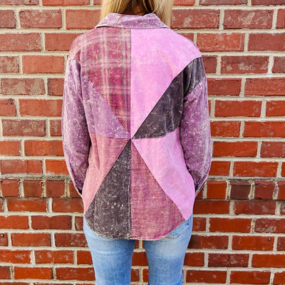 Color Blocked Button Down Shirt