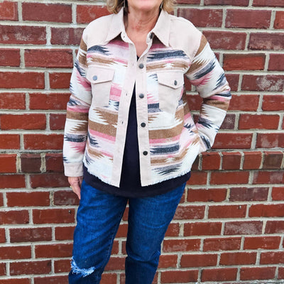 Aztec Print Cropped Jacket