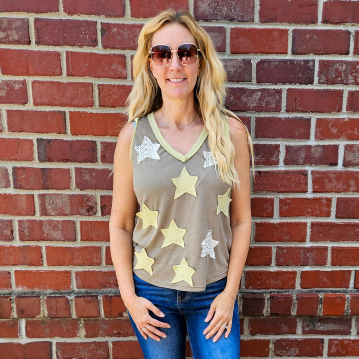 Mixed Star V-neck