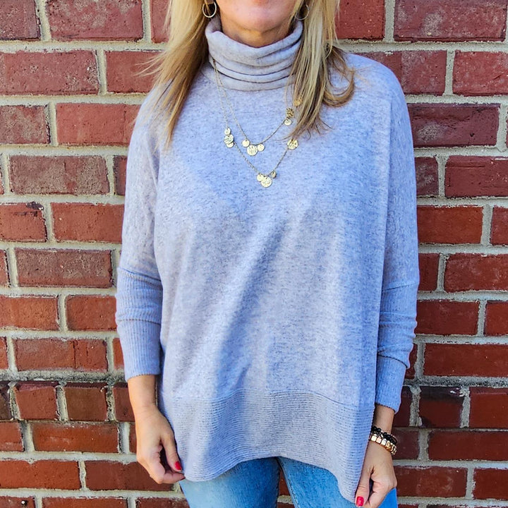 Plush Brushed Melange Hacci Turtleneck Sweater