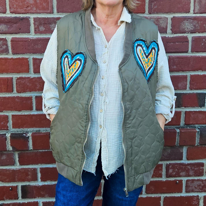 V-neck Front Zip Vest