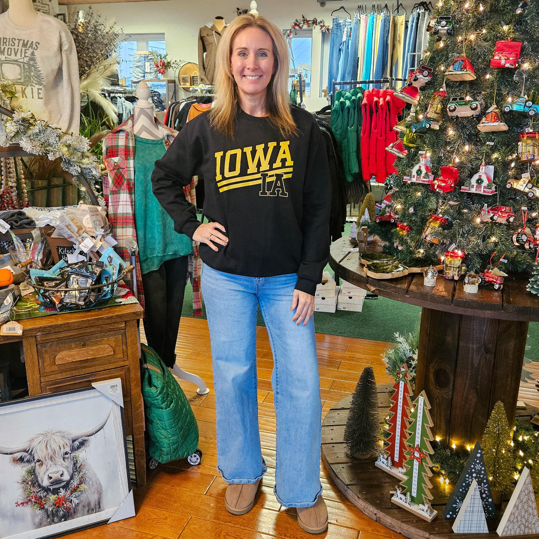 Black Iowa Crewneck Sweatshirt