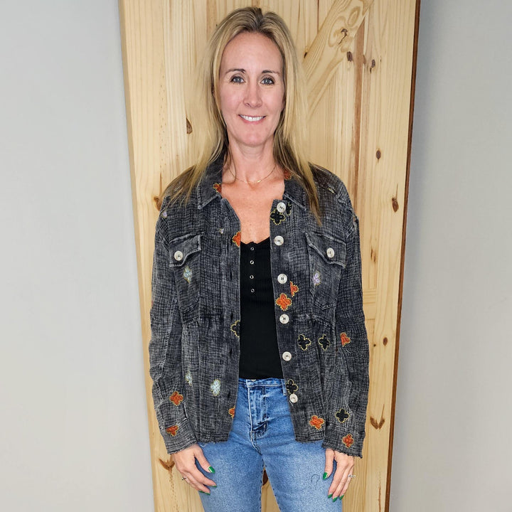 Washed Peplum Jacket