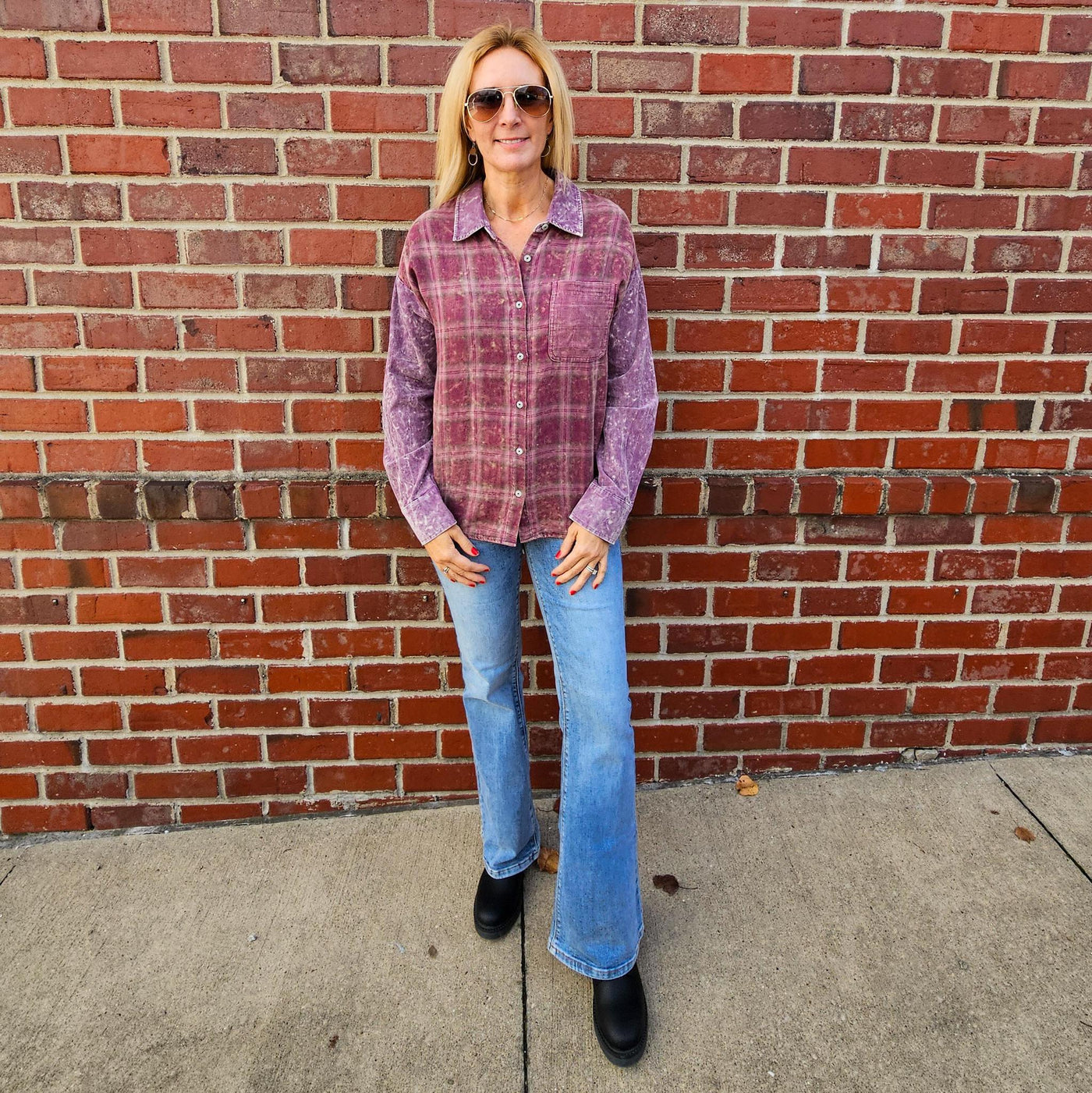 Color Blocked Button Down Shirt