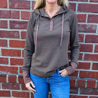 Henley Ribbed Hood Top