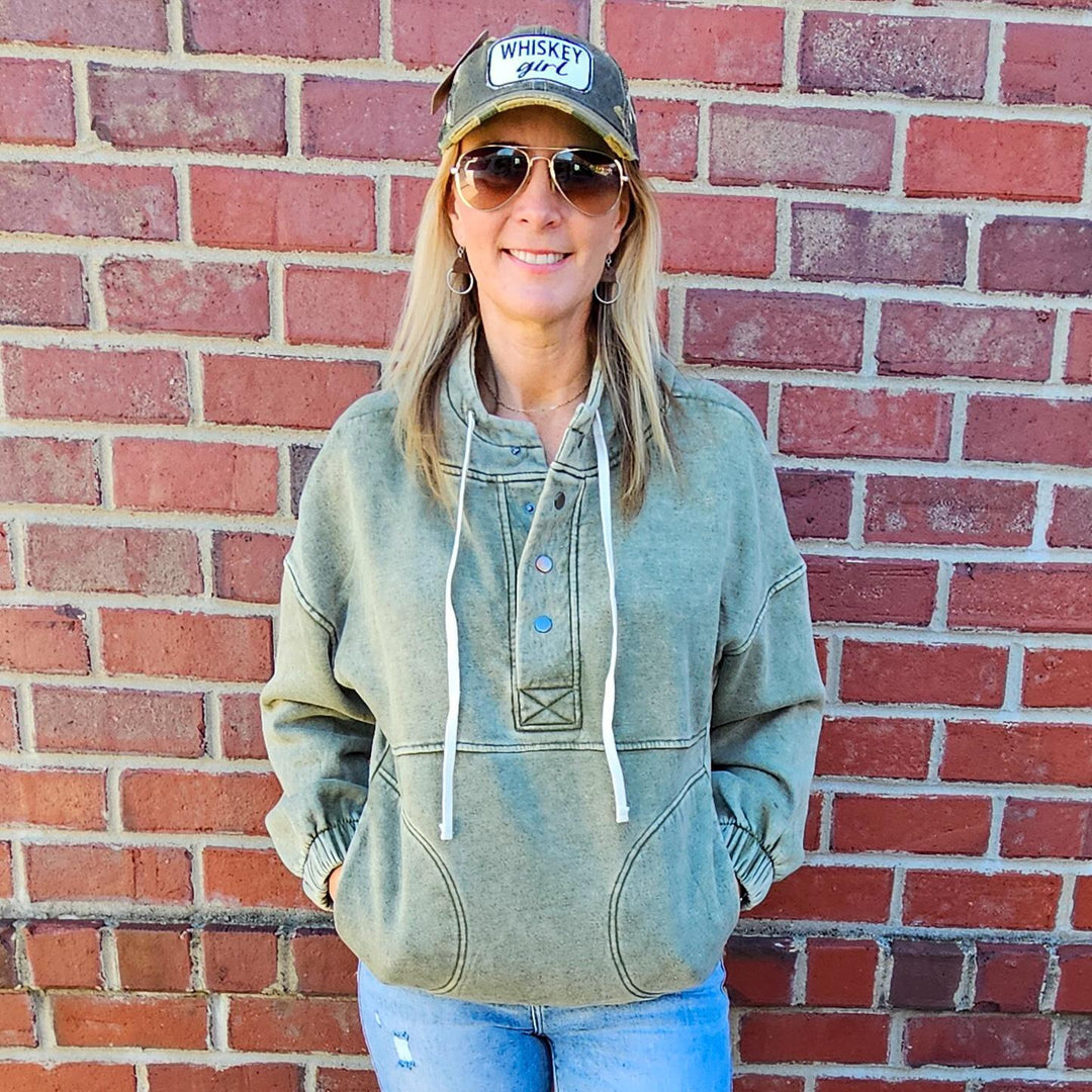 Acid Wash Fleece Hoodie