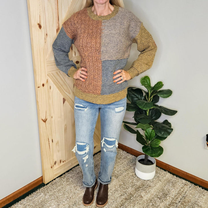Color Blocking Pullover Sweater