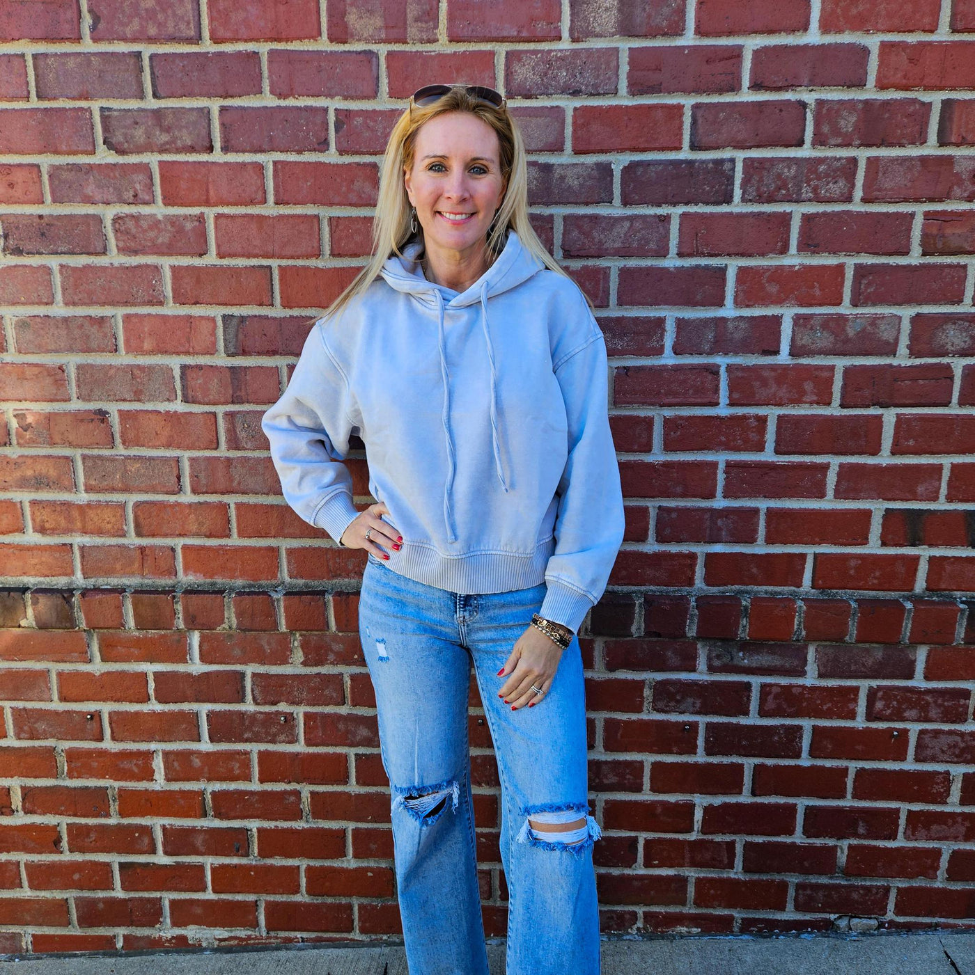 Acid Wash Fleece Cropped Hoodie