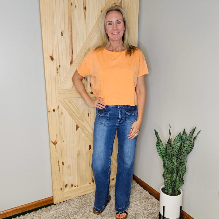 Crinkle Washed Crop Box Tee