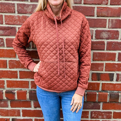 Funnel Neck Quilted Pullover Top