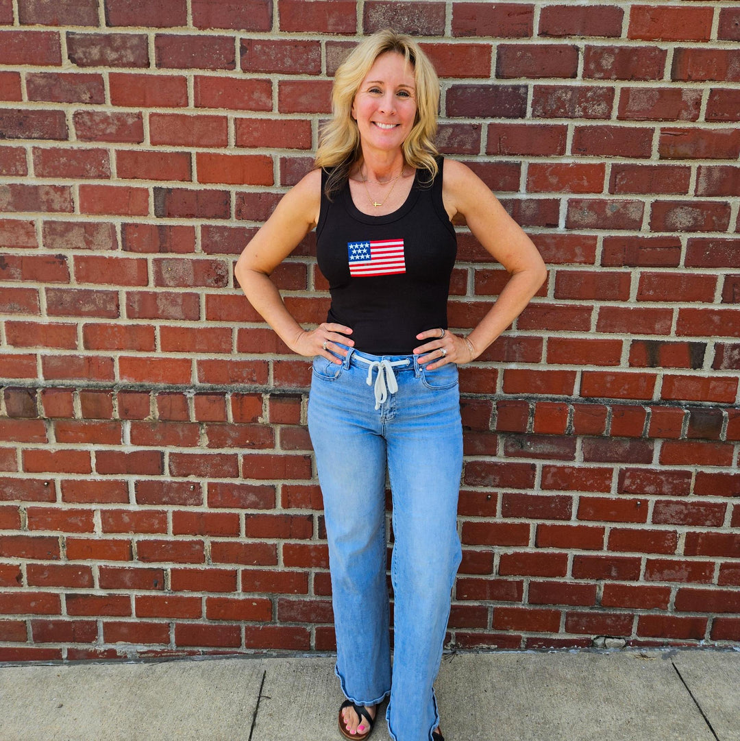 Ribbed American Flag Tank Top