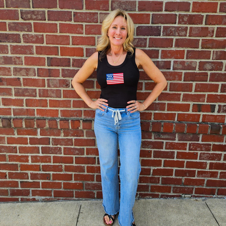 Ribbed American Flag Tank Top