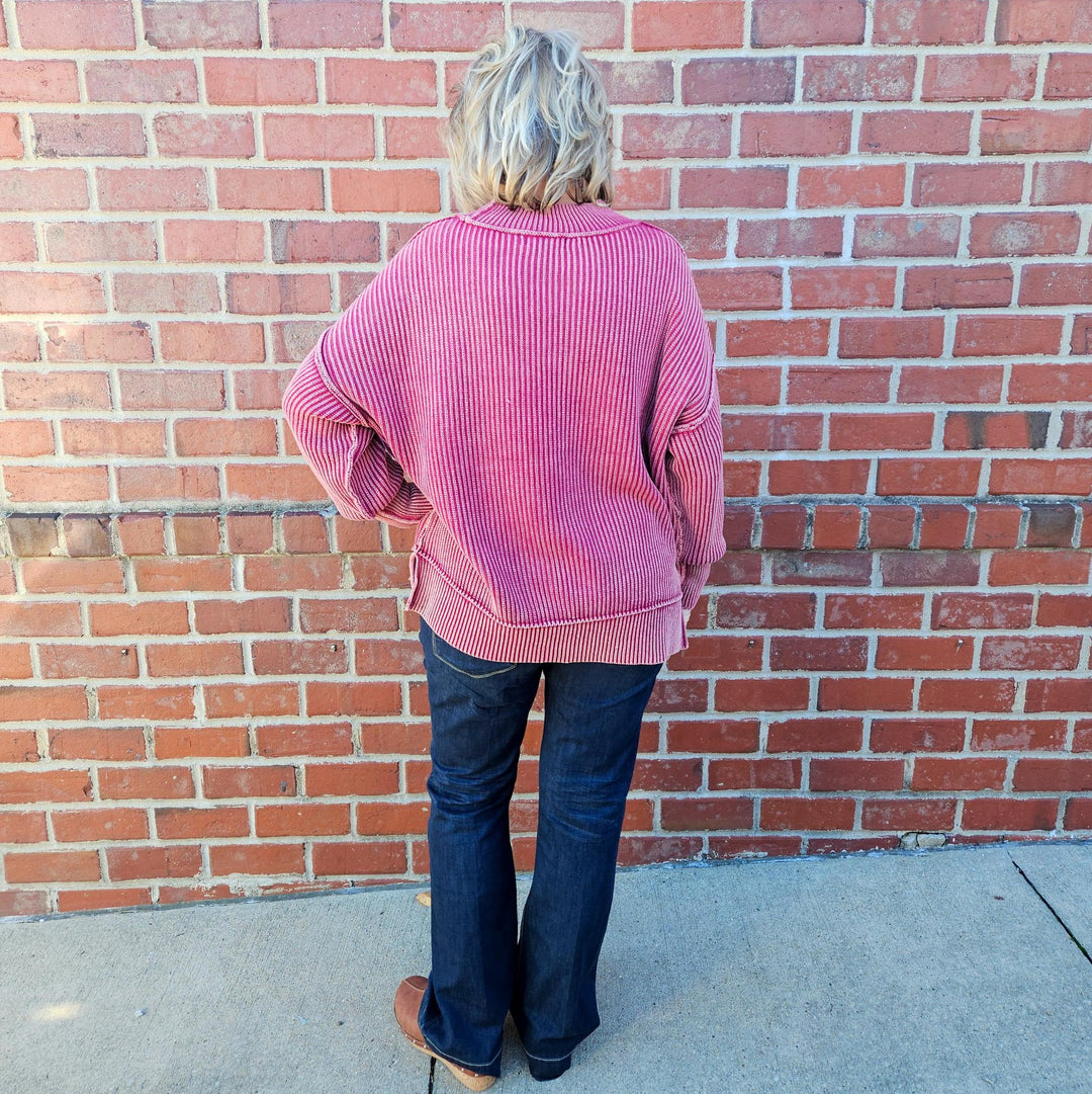 Washed Side Slit Oversized Sweater