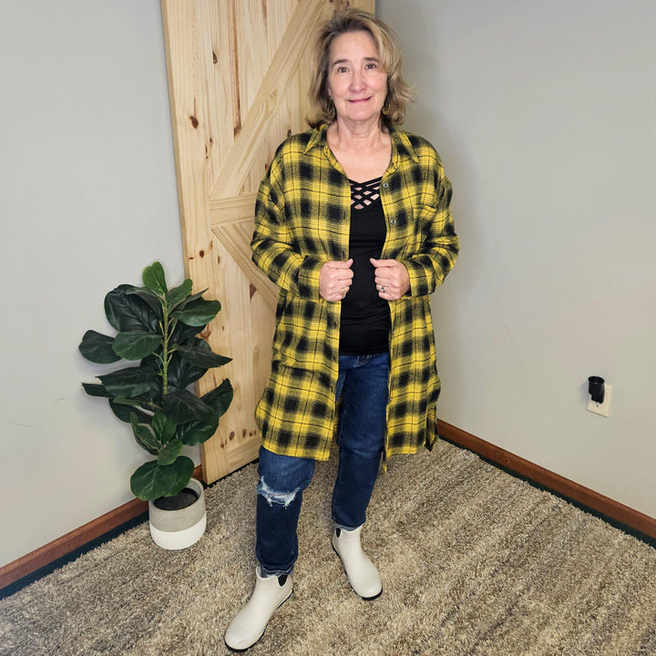 Plaid Print Flannel Button Up Tunic