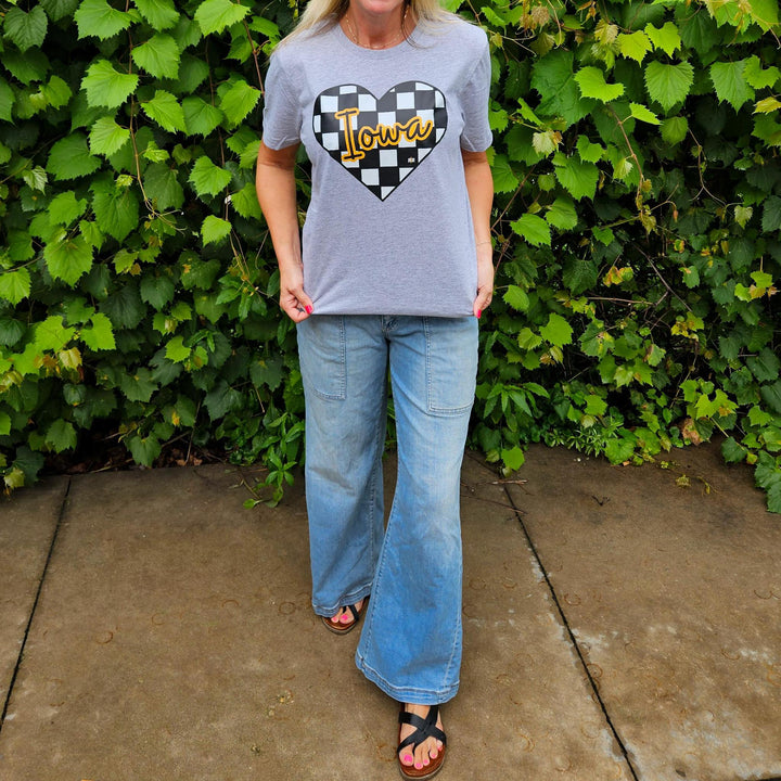 Checkered Heart Iowa Tee