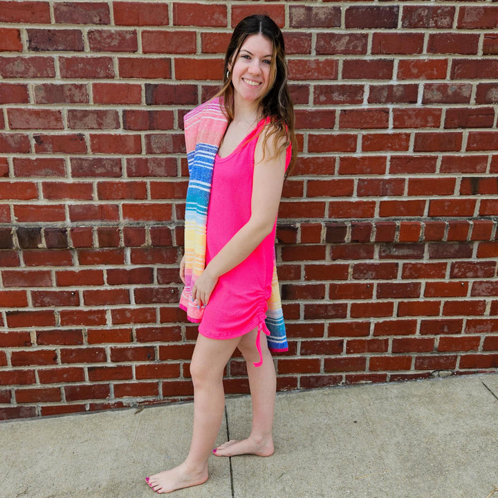 Sleeveless Dress Cover-up w/ Ruched Tie Side