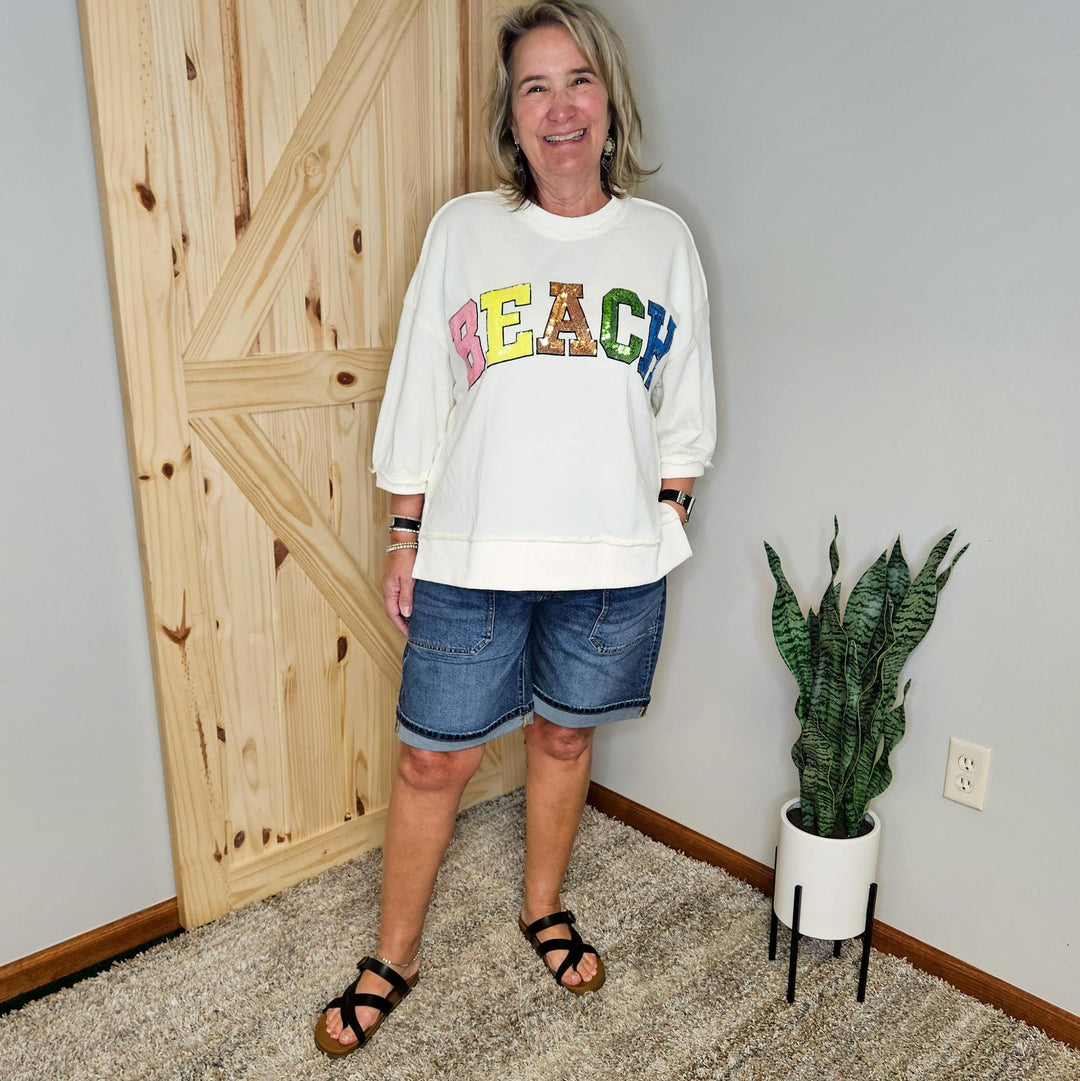 Sequin Beach Pullover Top
