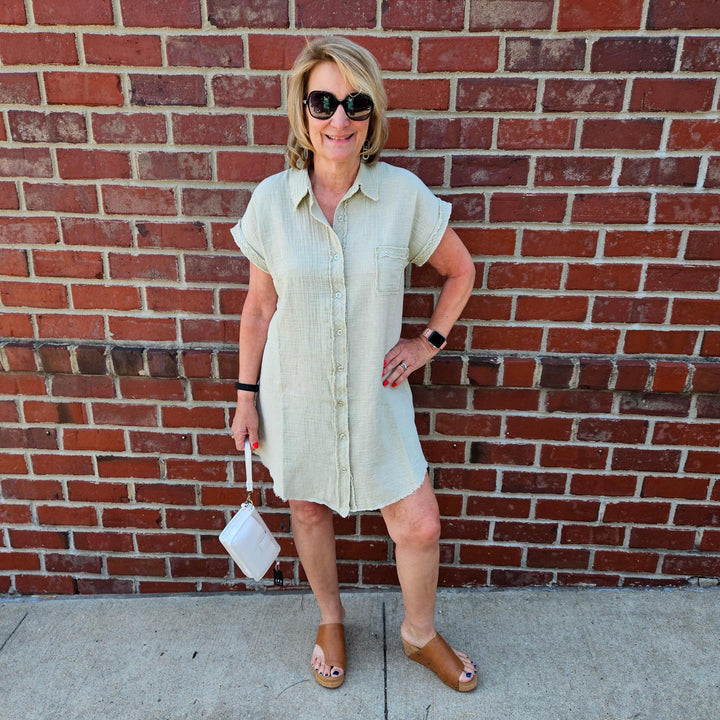Collared Button Mini Dress