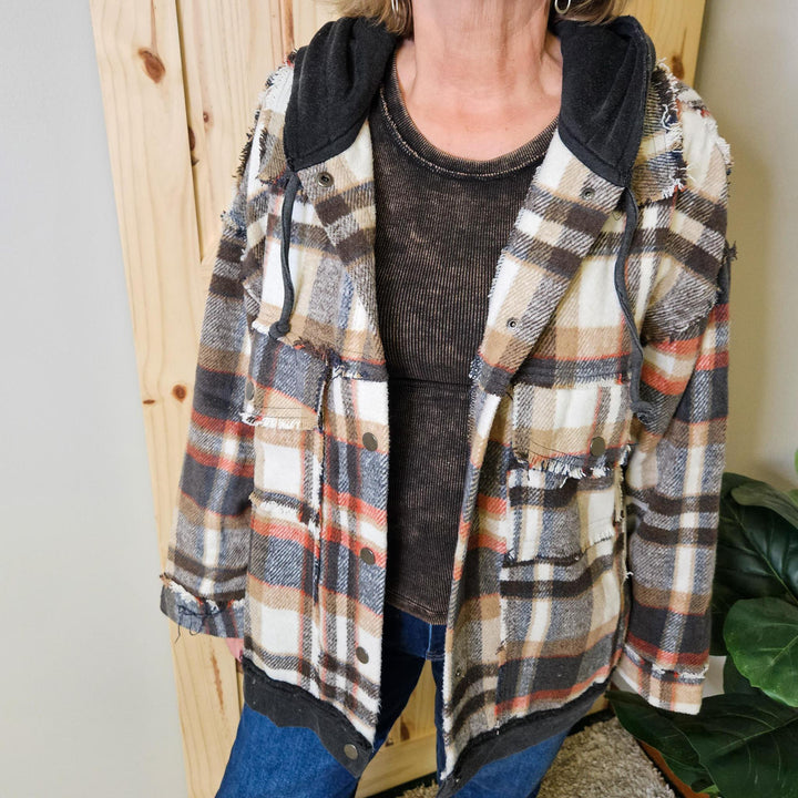 Frayed Plaid Button-Up