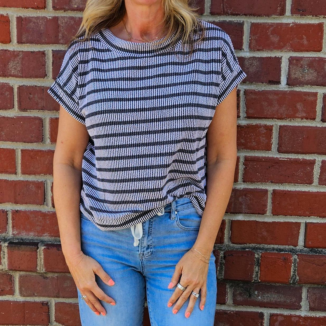 Raised Rib Striped Top