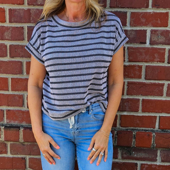 Raised Rib Striped Top