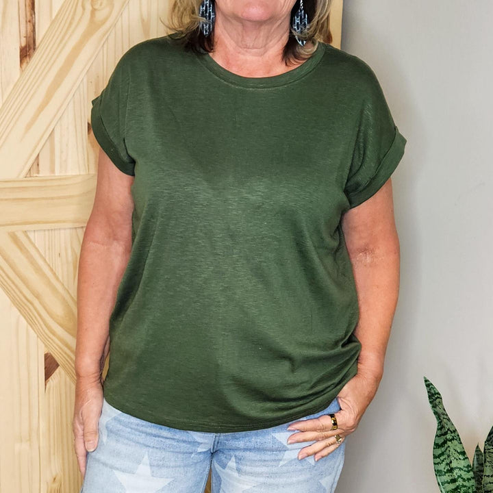 Modal Slub Rolled Sleeve Tee