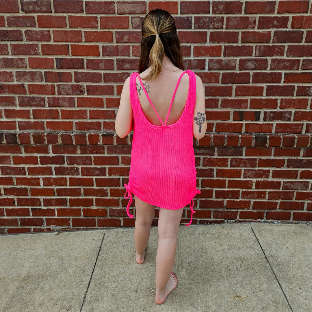 Sleeveless Dress Cover-up w/ Ruched Tie Side