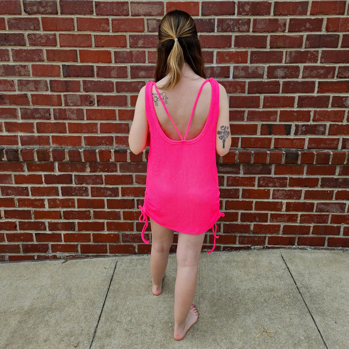 Sleeveless Dress Cover-up w/ Ruched Tie Side